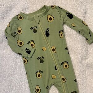 KYTE Baby Avocado Print Footie onesie- size 6-12